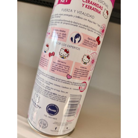 Hello Kitty Aqua Net Hair Spray CERAMIDAS Y KERATINA 316 Ml Special Edition NEW - Picture 5 of 6